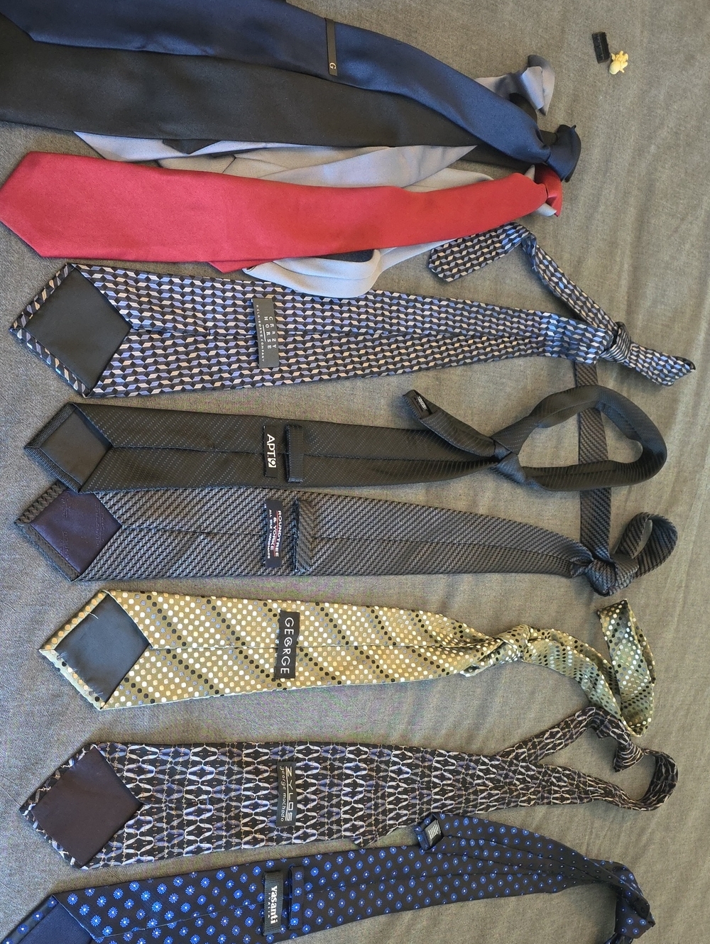 George Men's Tie Lot - Navy, Red, Gray, Black, Gold Patterns